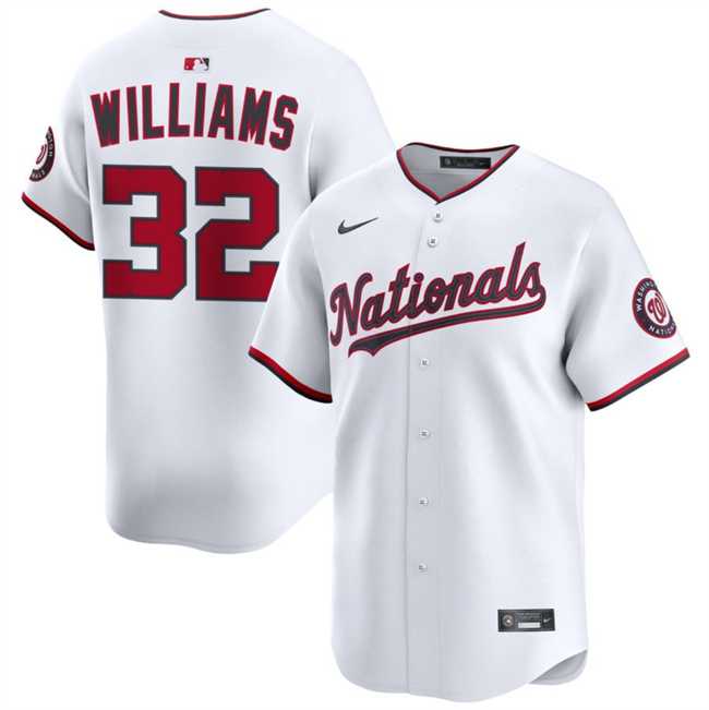 Mens Washington Nationals #32 Trevor Williams White 2025 Home Limited Stitched Jersey Dzhi->washington nationals->MLB Jersey